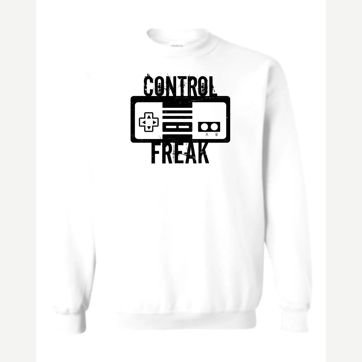Control Freak (Retro Game Controller) — Crewneck Sweatshirt / White