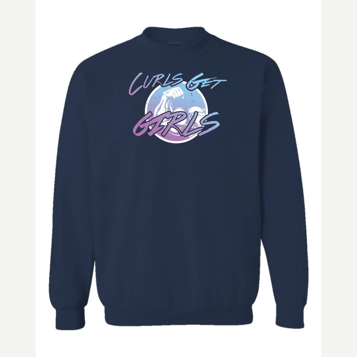 Curls Get Girls — Crewneck Sweatshirt / Navy
