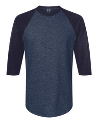 Custom 3/4 Sleeve Raglan Baseball Tee (Tultex 245) - Heather Denim/Navy