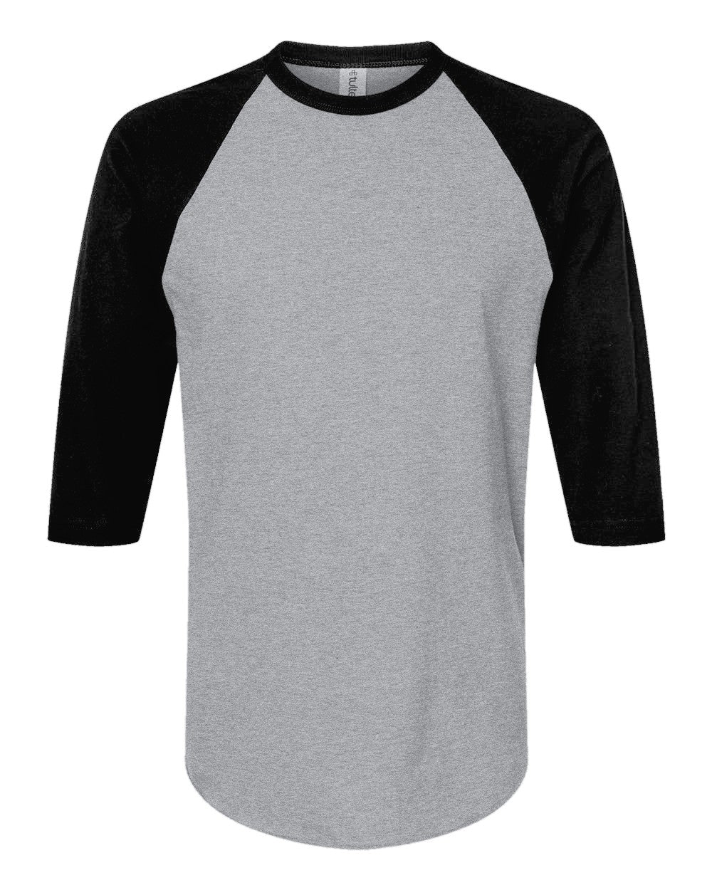 Custom 3/4 Sleeve Raglan Baseball Tee (Tultex 245) - Heather Grey/Black