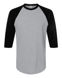 Custom 3/4 Sleeve Raglan Baseball Tee (Tultex 245) - Heather Grey/Black