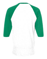 Custom 3/4 Sleeve Raglan Baseball Tee (Tultex 245) - White/Kelly (back)