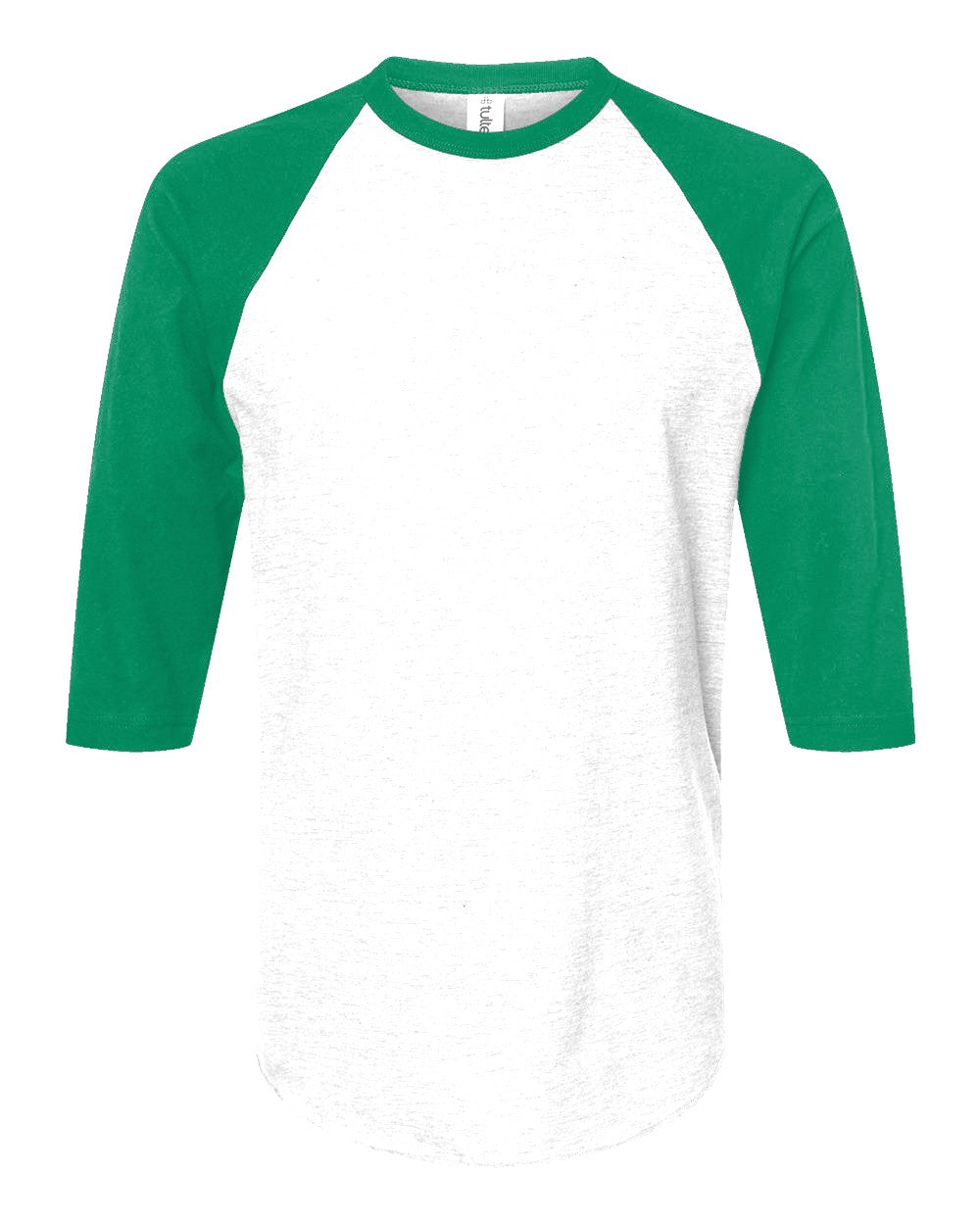 Custom 3/4 Sleeve Raglan Baseball Tee (Tultex 245) - White/Kelly