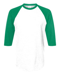 Custom 3/4 Sleeve Raglan Baseball Tee (Tultex 245) - White/Kelly