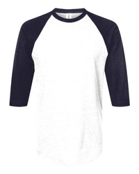 Custom 3/4 Sleeve Raglan Baseball Tee (Tultex 245) - White/Navy