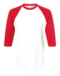 Custom 3/4 Sleeve Raglan Baseball Tee (Tultex 245) - White/Red