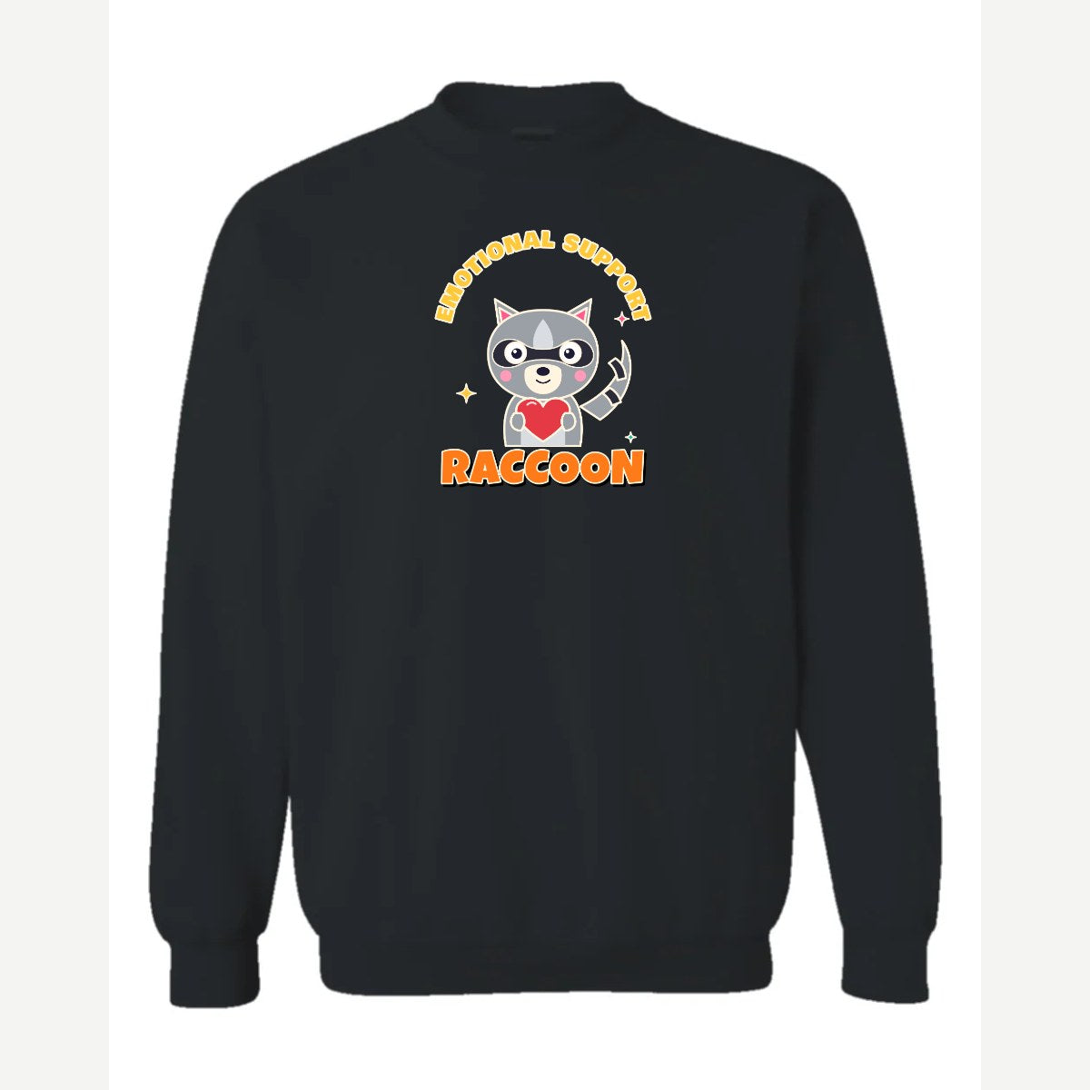 Emotional Support Raccoon — Crewneck Sweatshirt / Black
