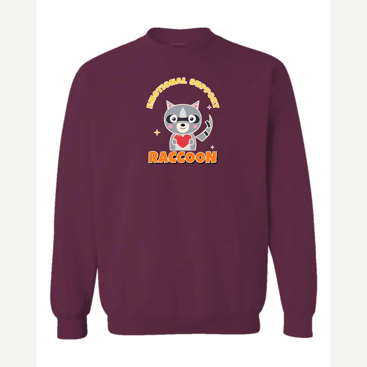 Emotional Support Raccoon — Crewneck Sweatshirt / Maroon