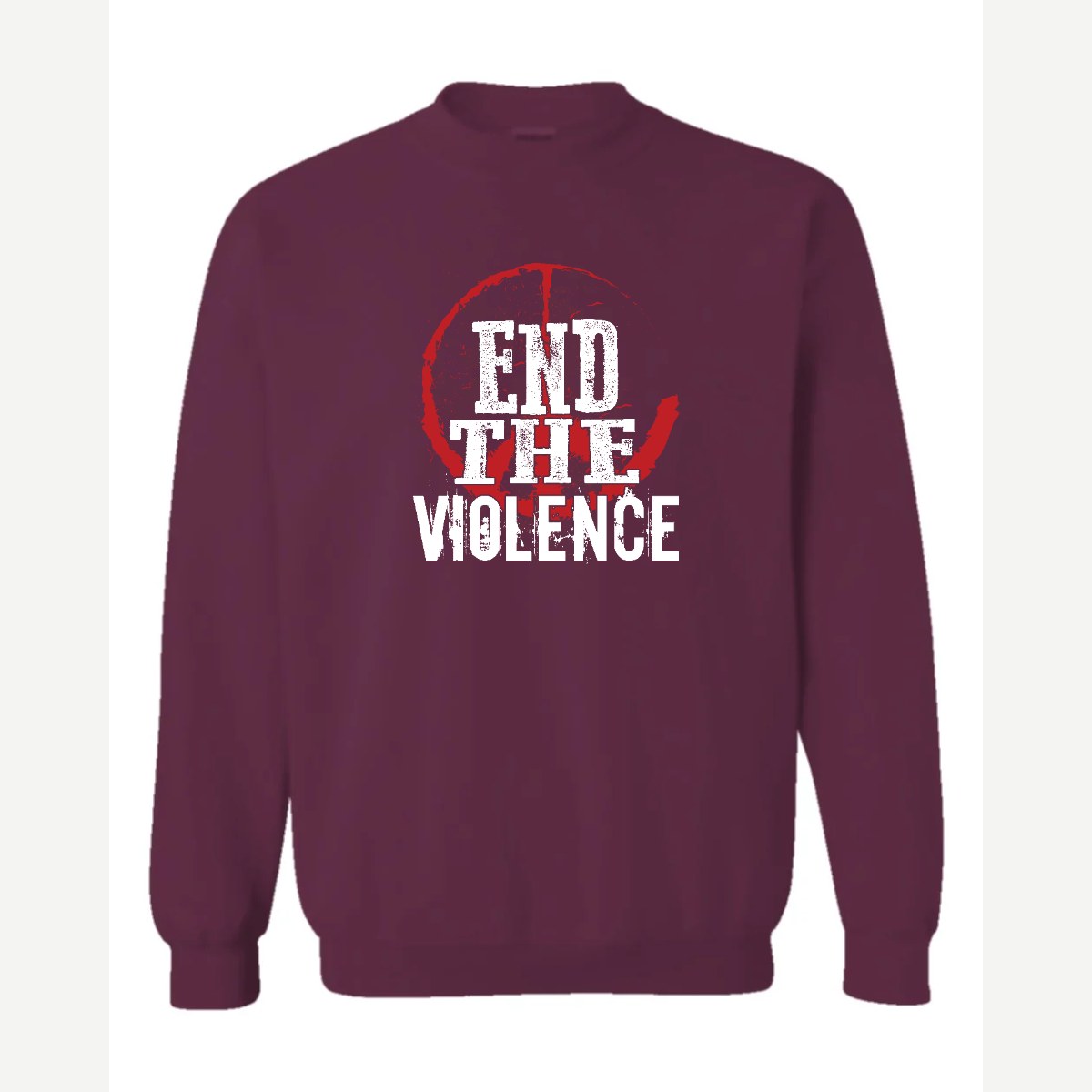 End the Violence — Crewneck Sweatshirt / Maroon