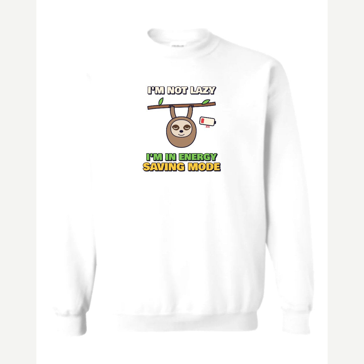 Energy Saving Mode — Crewneck Sweatshirt / White