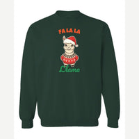 Fa La La Llama — Crewneck Sweatshirt / Forest Green