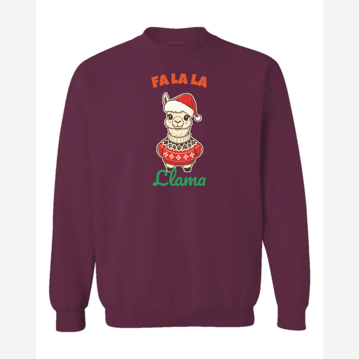 Fa La La Llama — Crewneck Sweatshirt / Maroon