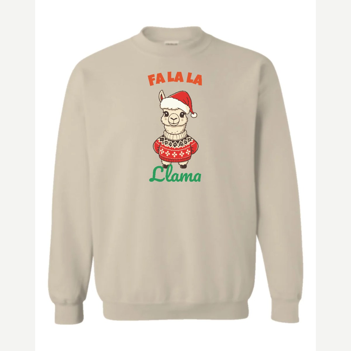 Fa La La Llama — Crewneck Sweatshirt / Sand