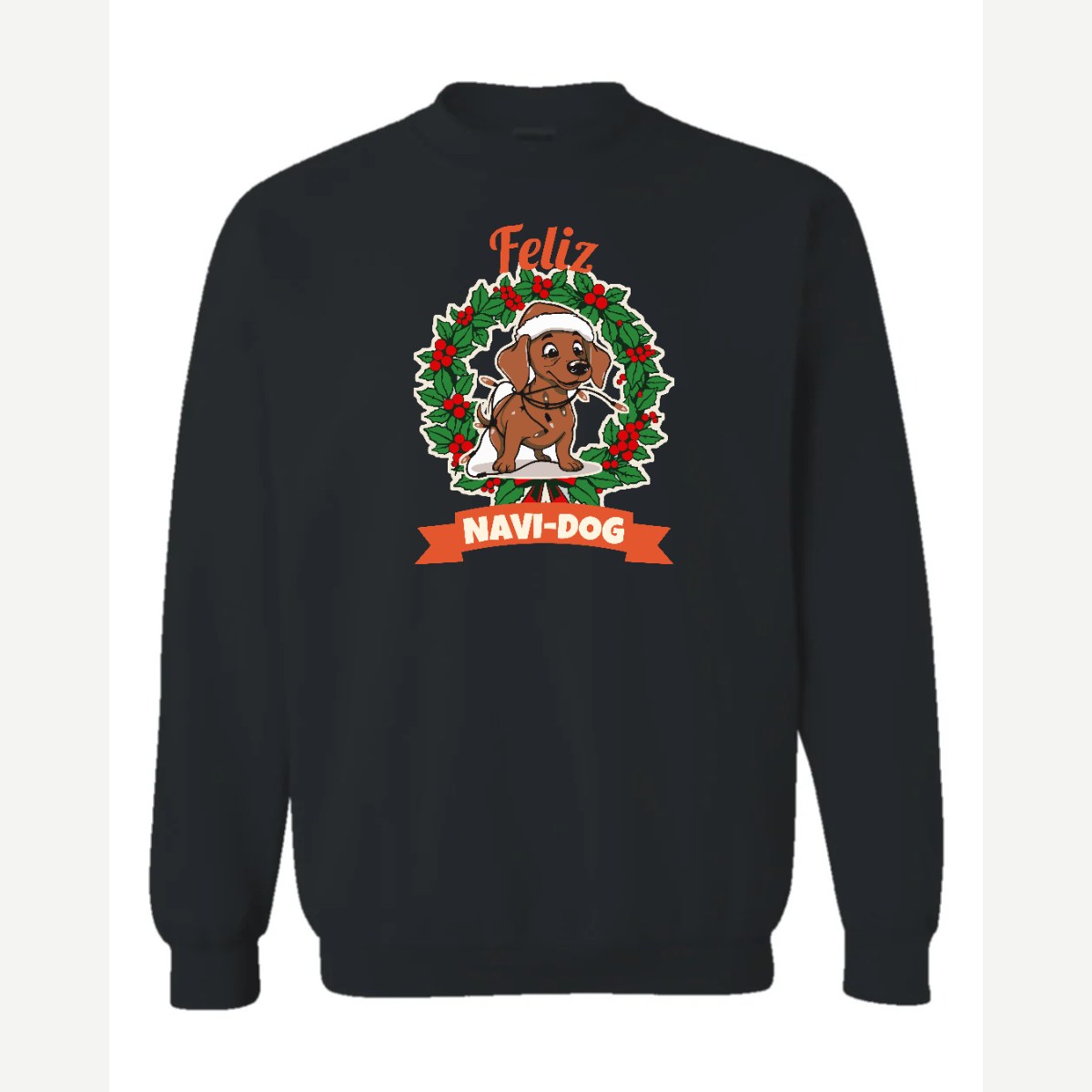 Feliz Navi-Dog — Crewneck Sweatshirt / Black