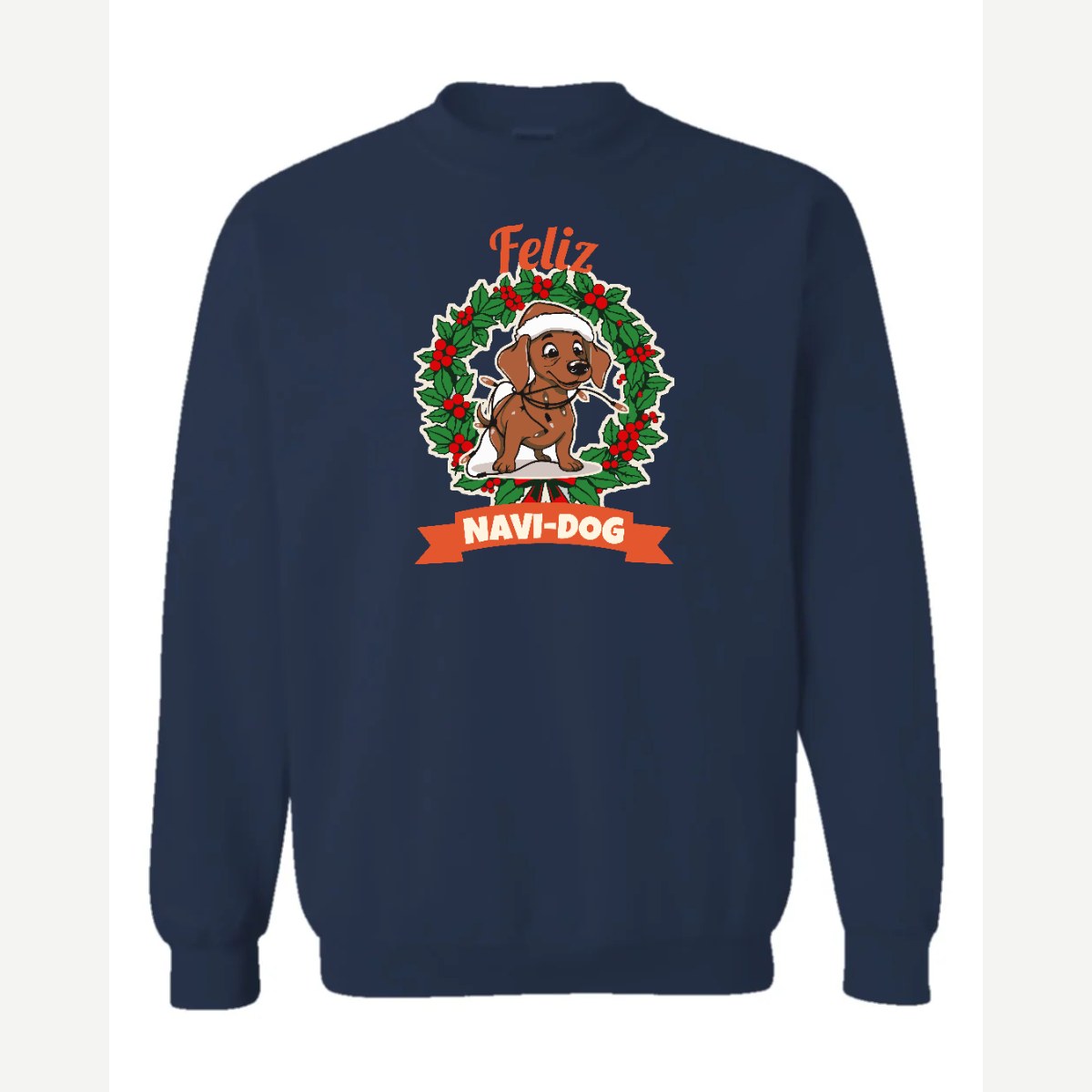 Feliz Navi-Dog — Crewneck Sweatshirt / Navy
