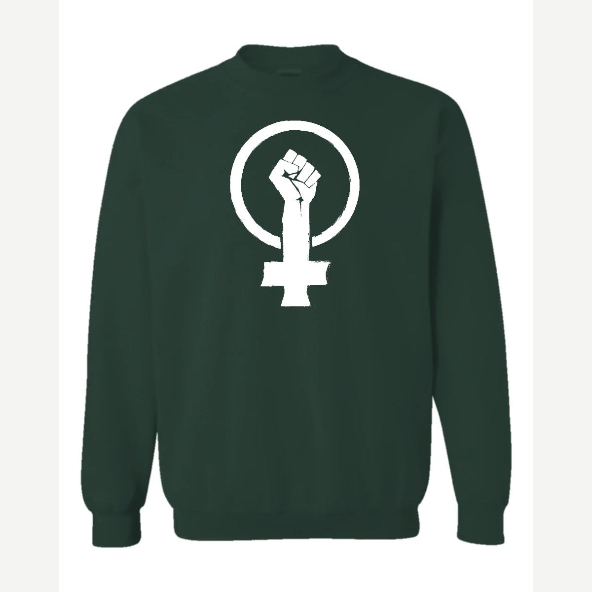 Feminist Fist (Venus Symbol) — Crewneck Sweatshirt / Forest Green