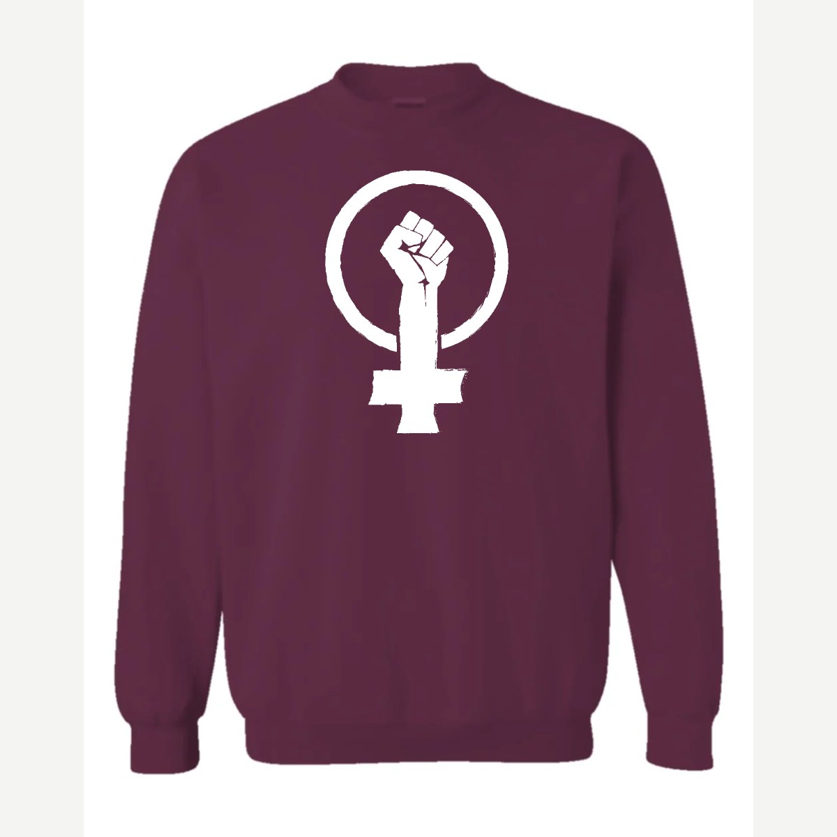 Feminist Fist (Venus Symbol) — Crewneck Sweatshirt / Maroon