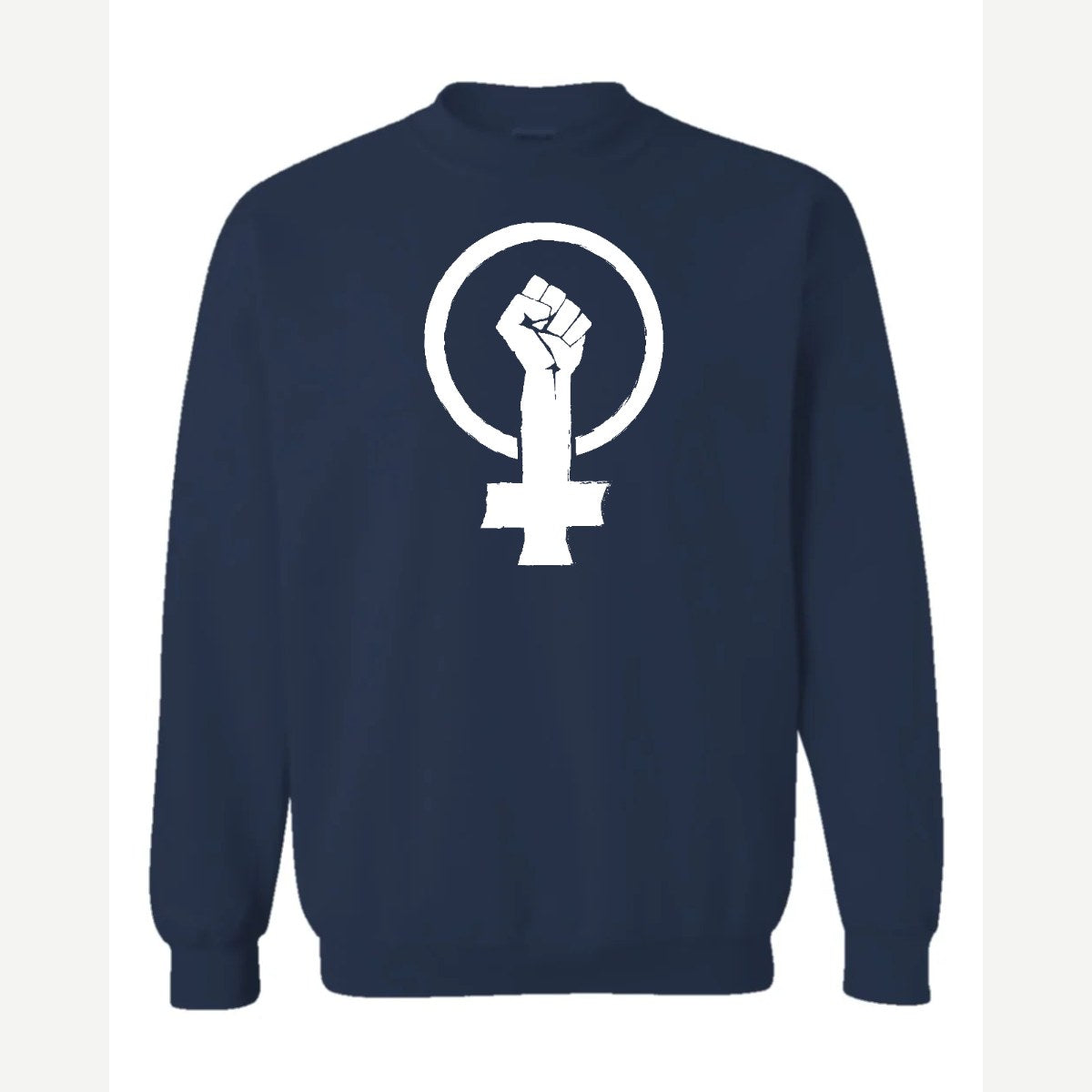 Feminist Fist (Venus Symbol) — Crewneck Sweatshirt / Navy