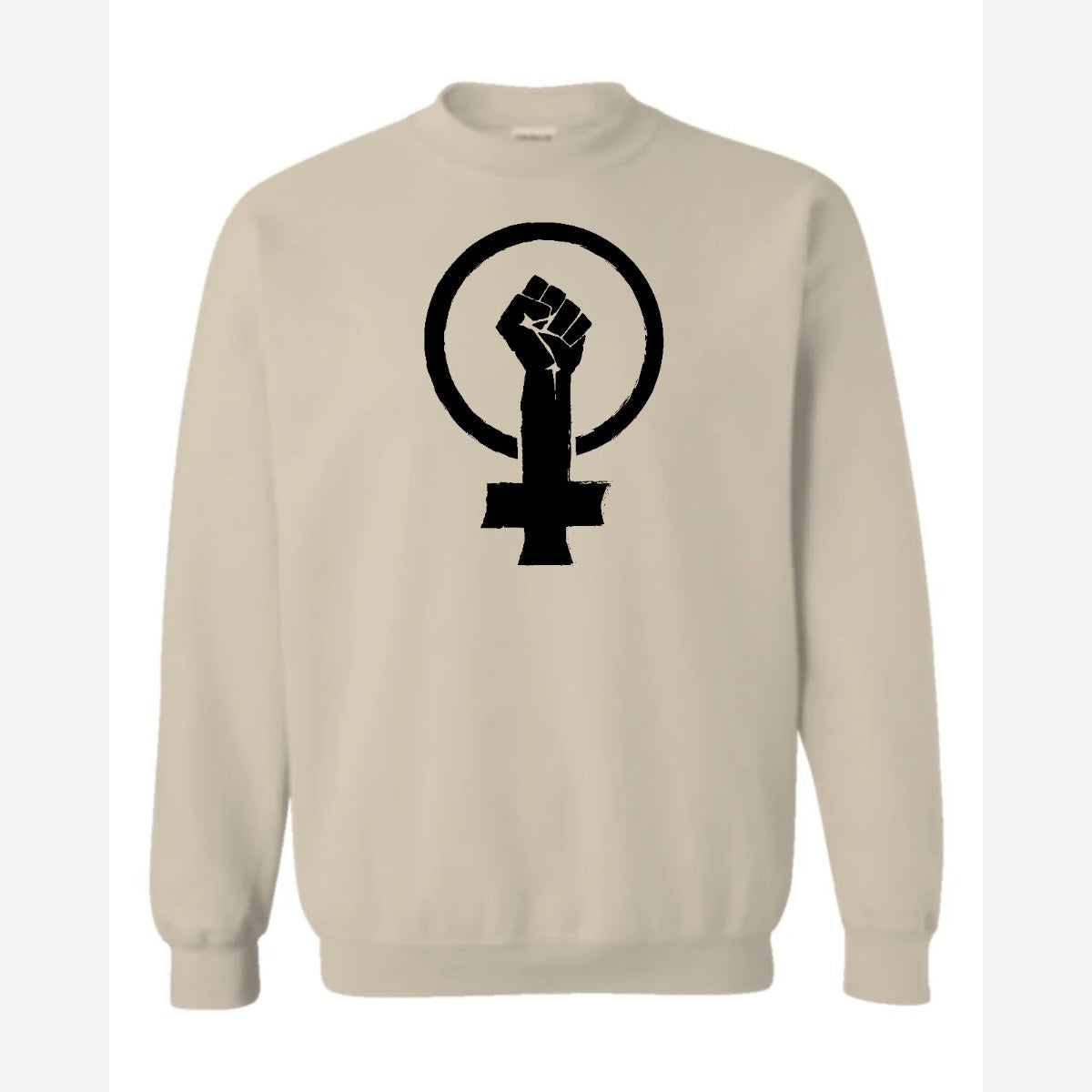 Feminist Fist (Venus Symbol) — Crewneck Sweatshirt / Sand