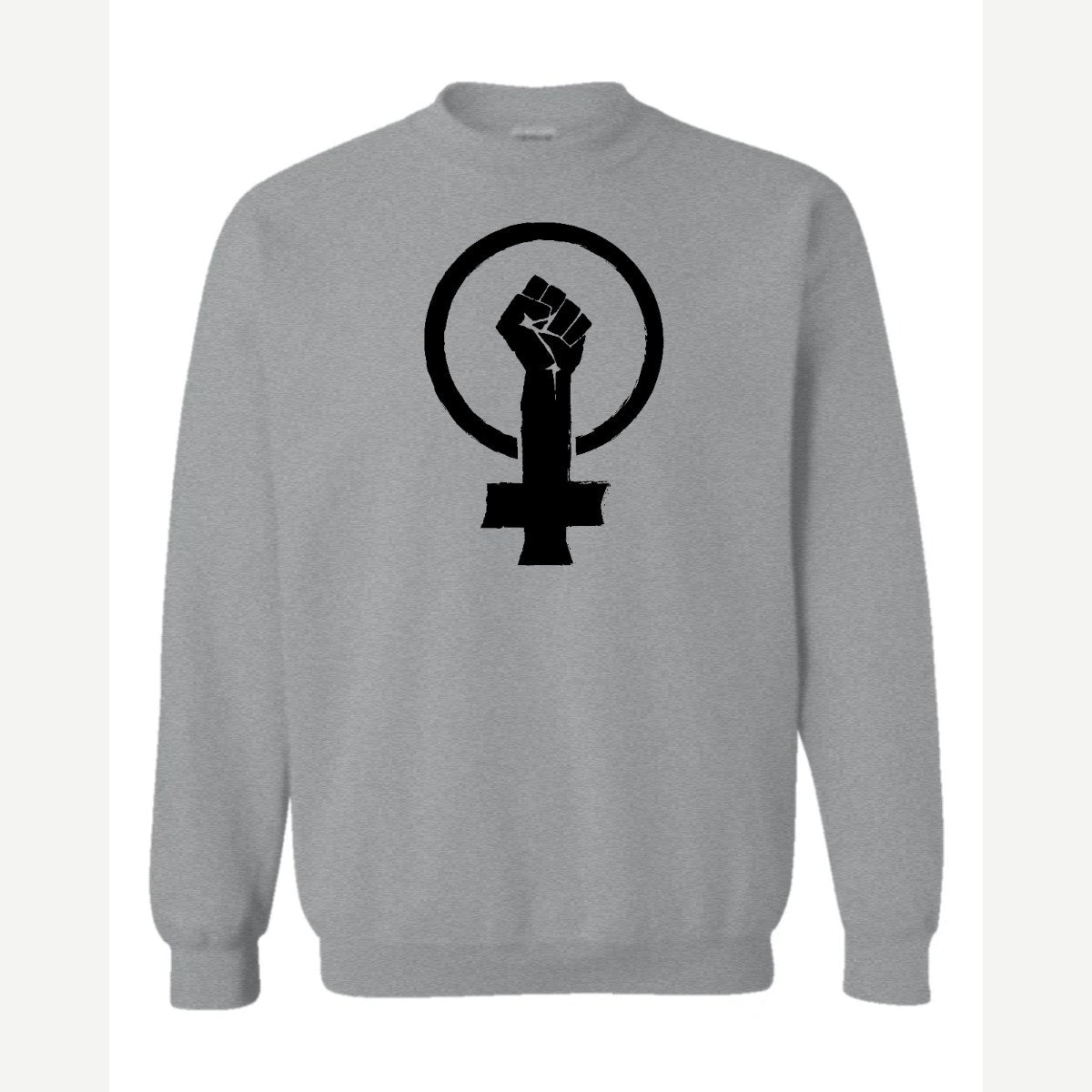 Feminist Fist (Venus Symbol) — Crewneck Sweatshirt / Sport Grey