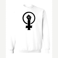 Feminist Fist (Venus Symbol) — Crewneck Sweatshirt / White