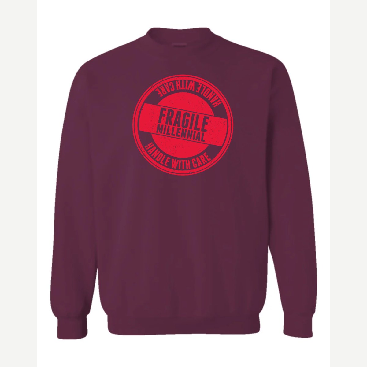 Fragile — Crewneck Sweatshirt / Maroon