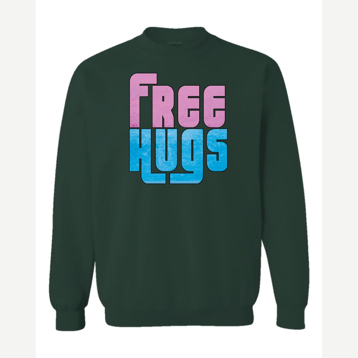 Free Hugs — Crewneck Sweatshirt / Forest Green