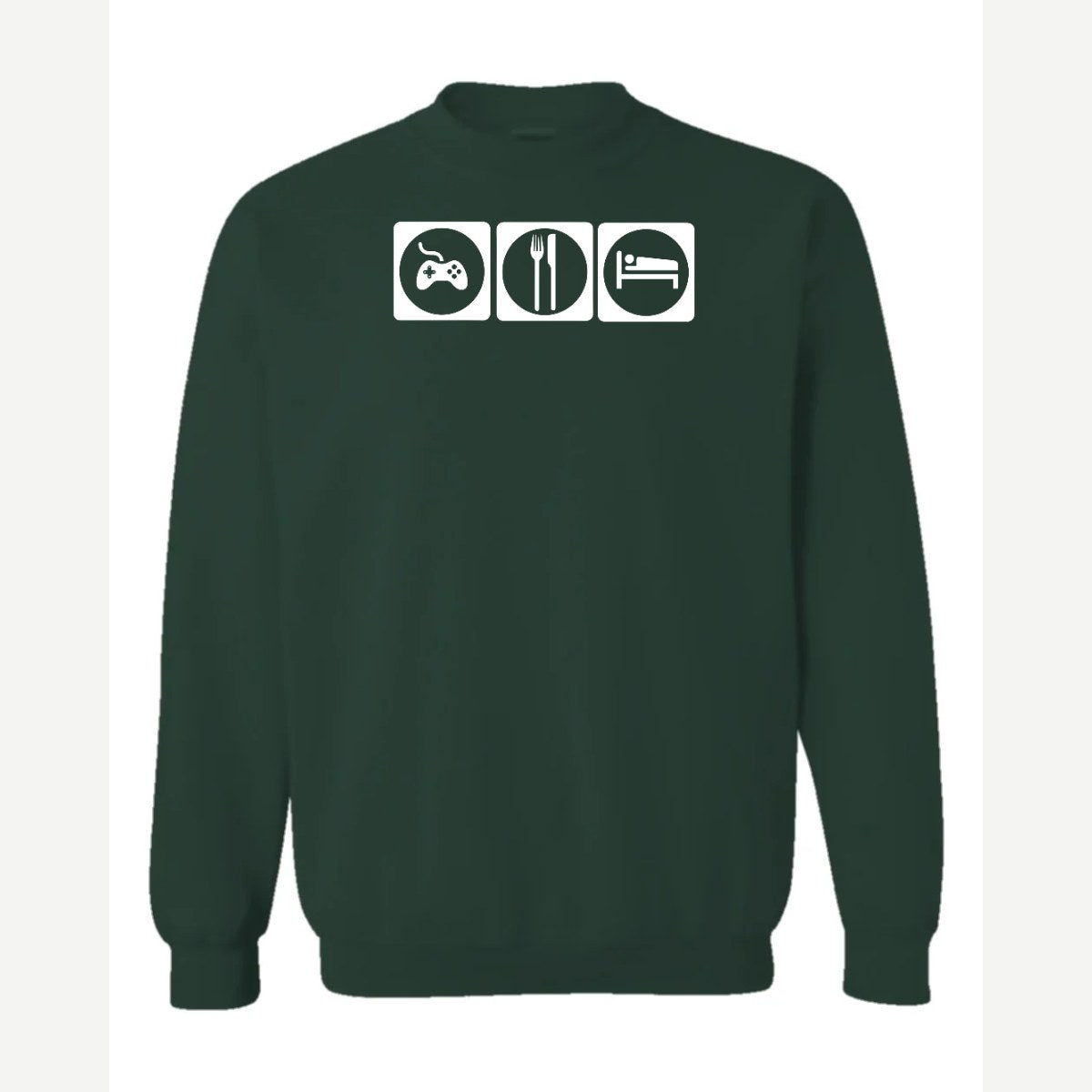 Game, Eat, Sleep — Crewneck Sweatshirt / Forest Green