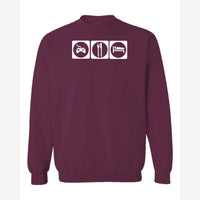 Game, Eat, Sleep — Crewneck Sweatshirt / Maroon
