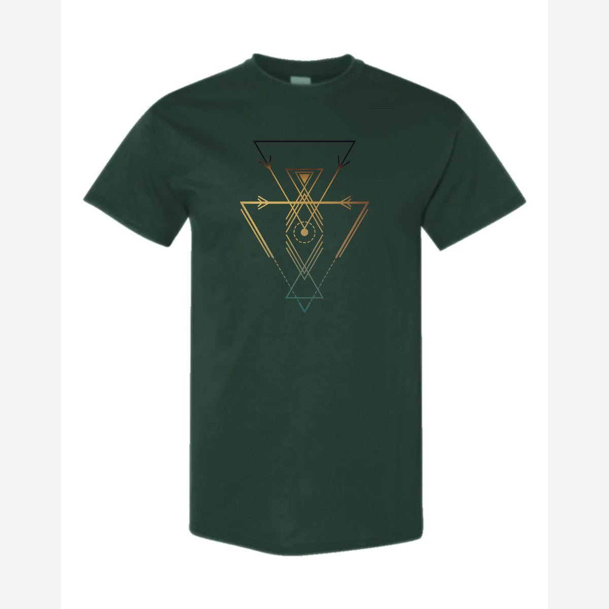 Geometric Arrows & Triangles — Classic Tee / Forest Green
