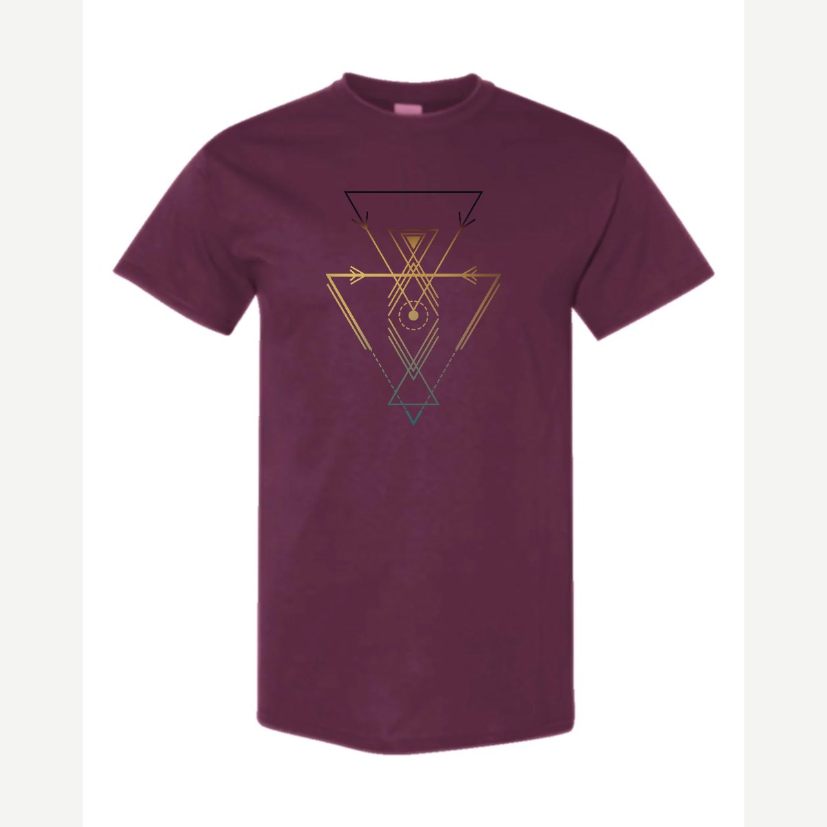 Geometric Arrows & Triangles — Classic Tee / Maroon