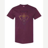 Geometric Arrows & Triangles — Classic Tee / Maroon