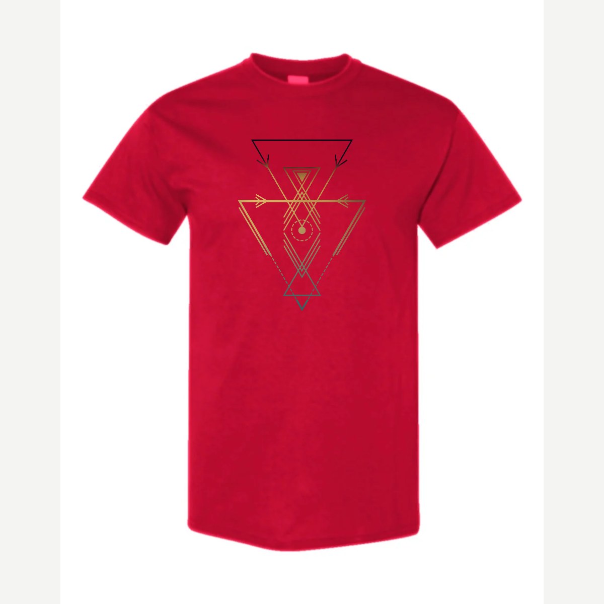 Geometric Arrows & Triangles — Classic Tee / Red