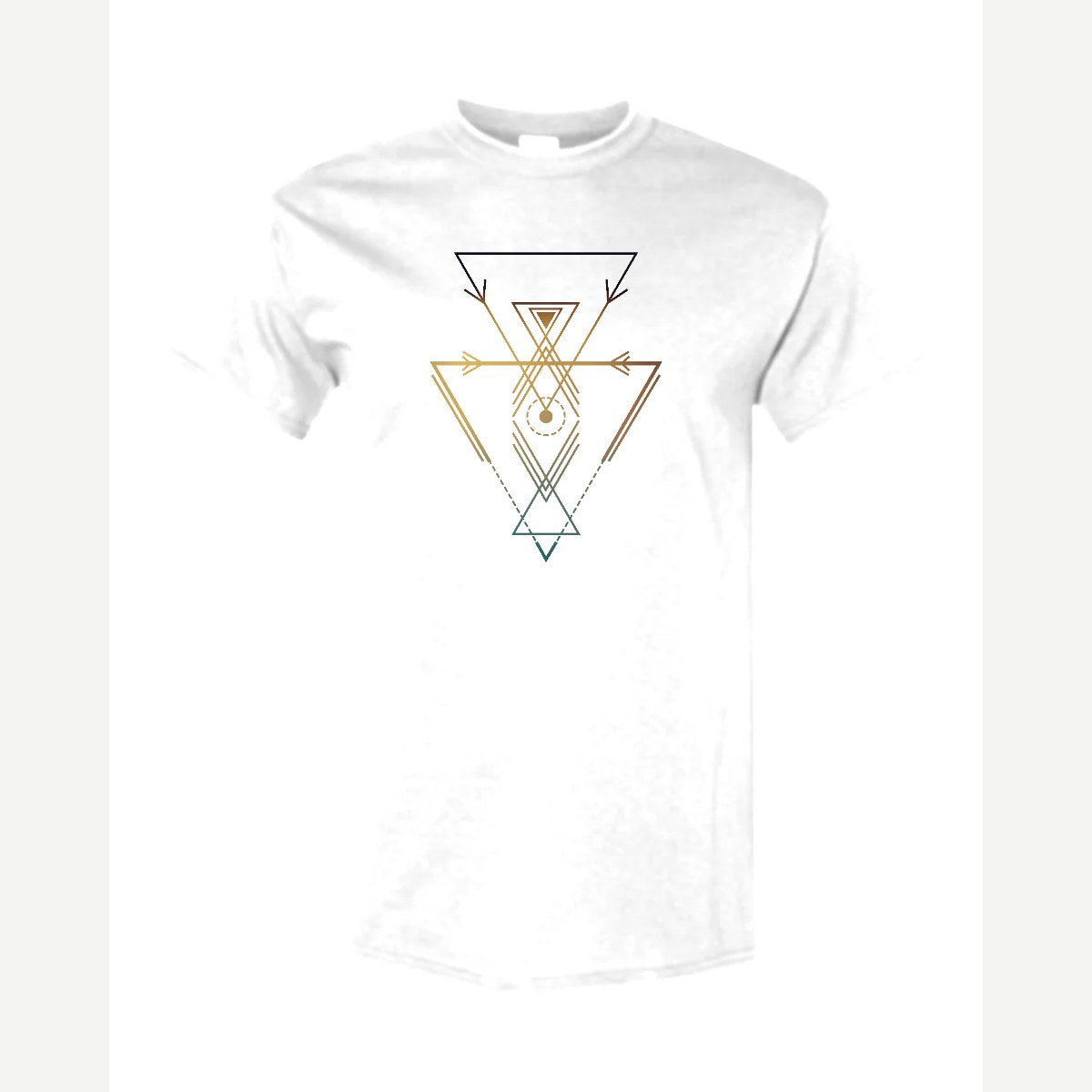 Geometric Arrows & Triangles — Classic Tee / White