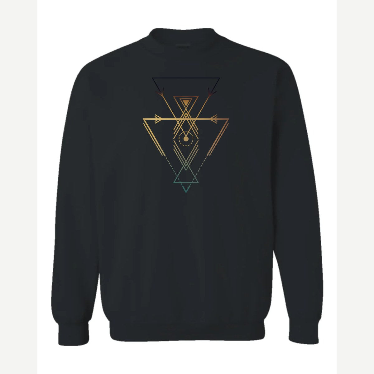 Geometric Arrows & Triangles — Crewneck Sweatshirt / Black