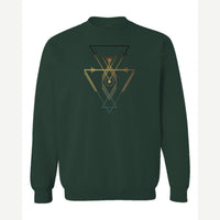 Geometric Arrows & Triangles — Crewneck Sweatshirt / Forest Green
