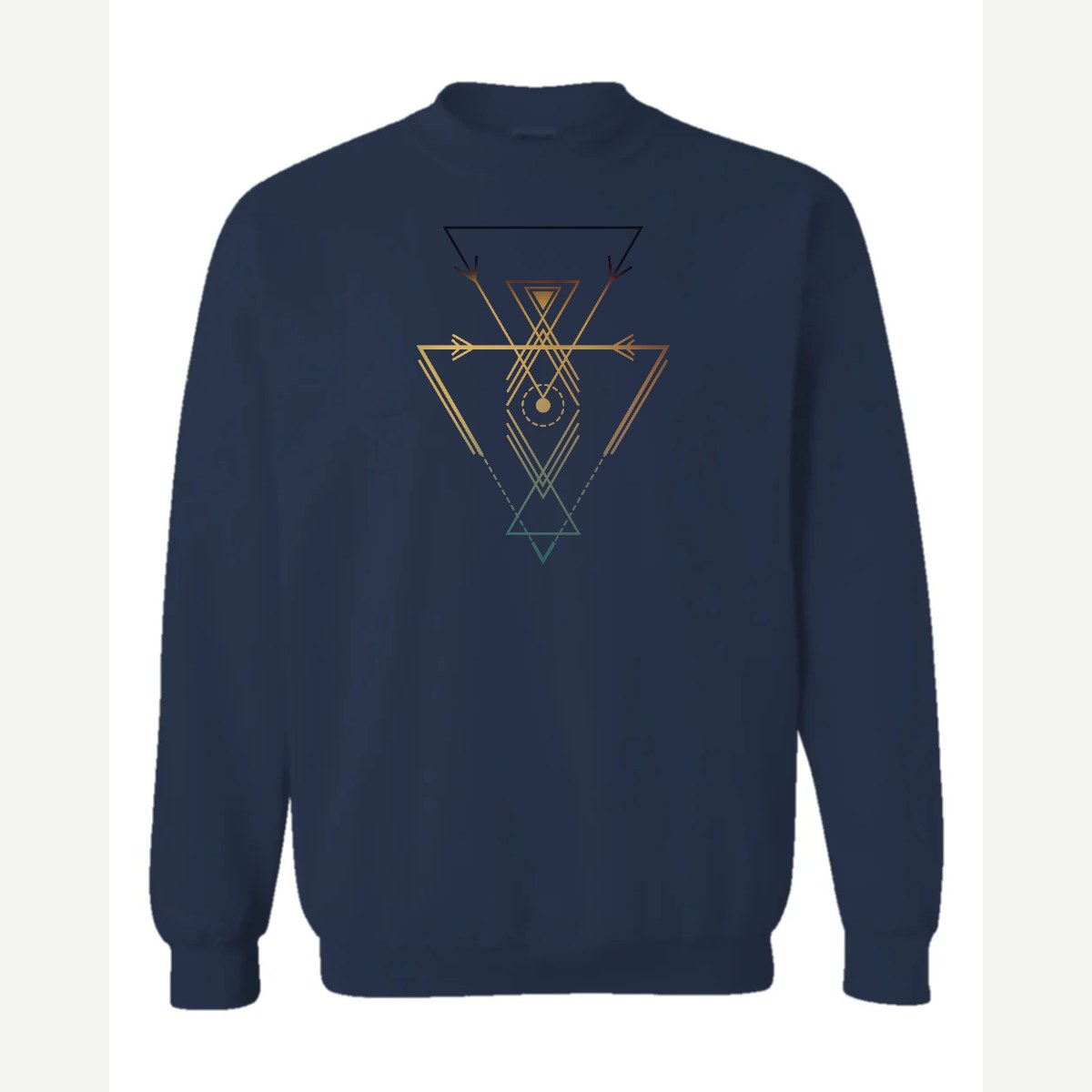 Geometric Arrows & Triangles — Crewneck Sweatshirt / Navy