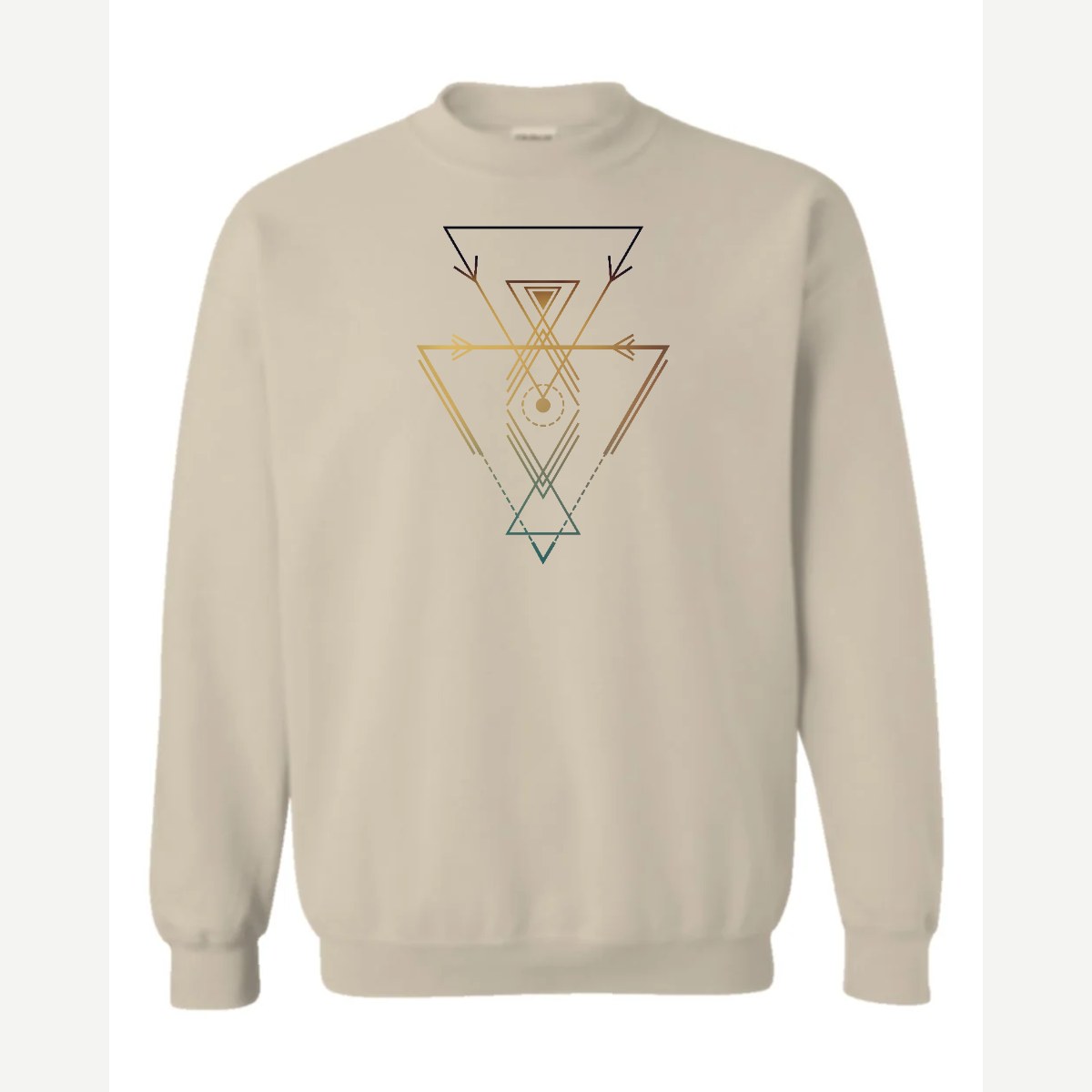 Geometric Arrows & Triangles — Crewneck Sweatshirt / Sand