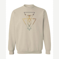 Geometric Arrows & Triangles — Crewneck Sweatshirt / Sand