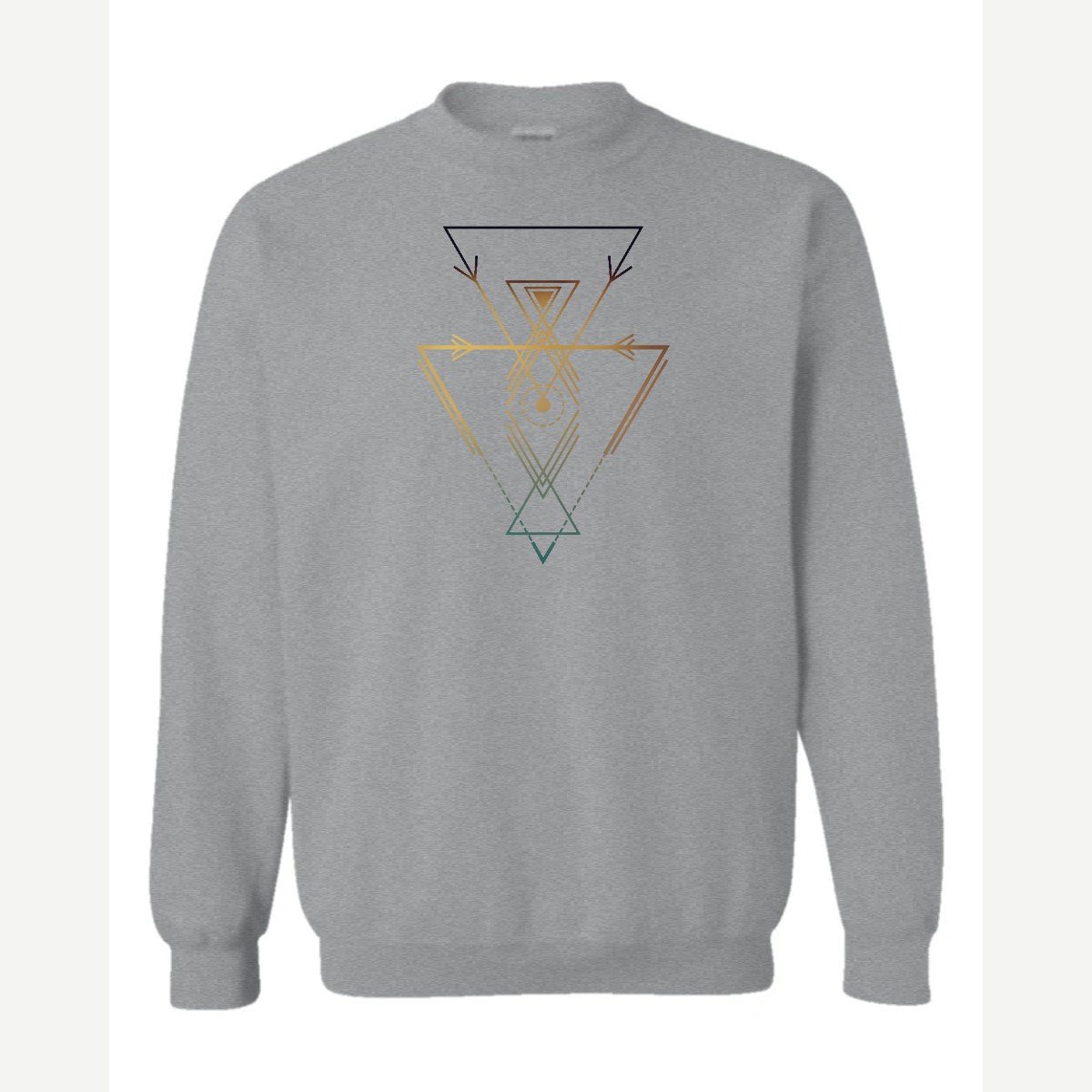 Geometric Arrows & Triangles — Crewneck Sweatshirt / Sport Grey