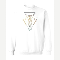 Geometric Arrows & Triangles — Crewneck Sweatshirt / White