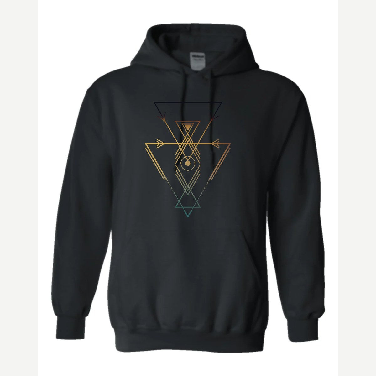 Geometric Arrows & Triangles — Hoodie / Black