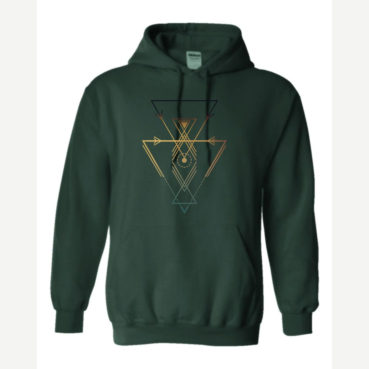 Geometric Arrows & Triangles — Hoodie / Forest Green