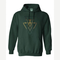 Geometric Arrows & Triangles — Hoodie / Forest Green
