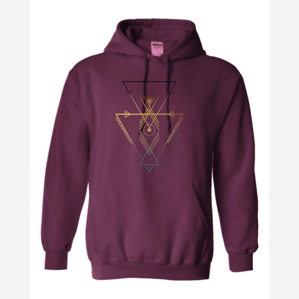 Geometric Arrows & Triangles — Hoodie / Maroon