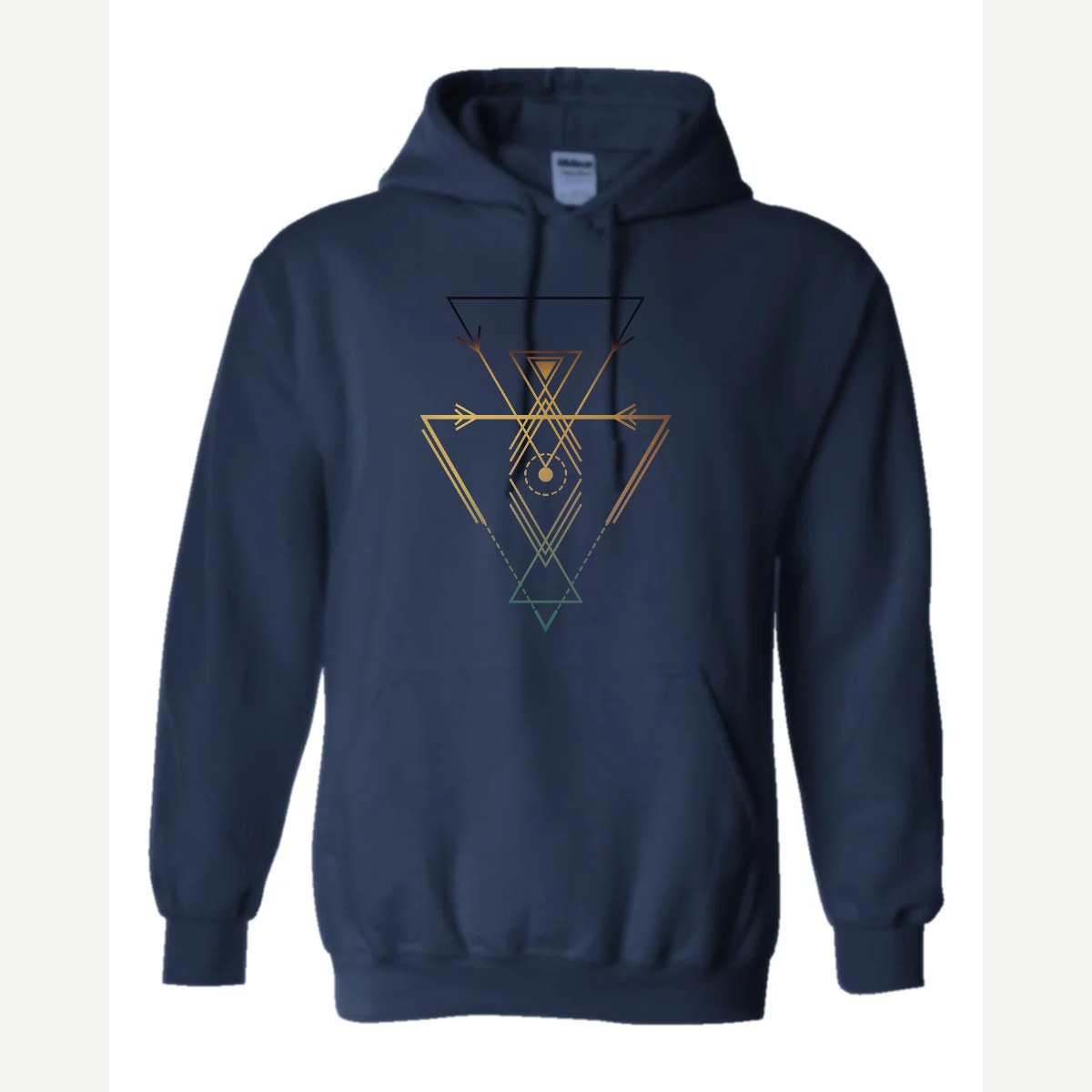 Geometric Arrows & Triangles — Hoodie / Navy