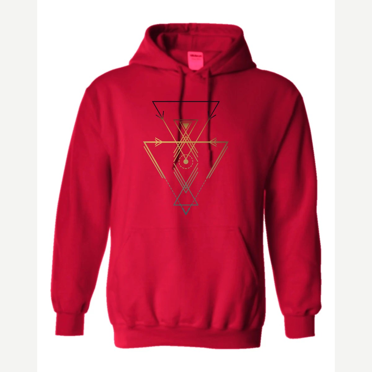 Geometric Arrows & Triangles — Hoodie / Red