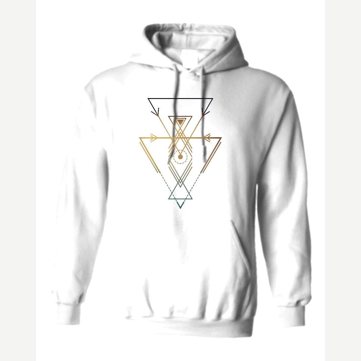 Geometric Arrows & Triangles — Hoodie / White
