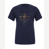Geometric Arrows & Triangles — Premium Tee / Navy