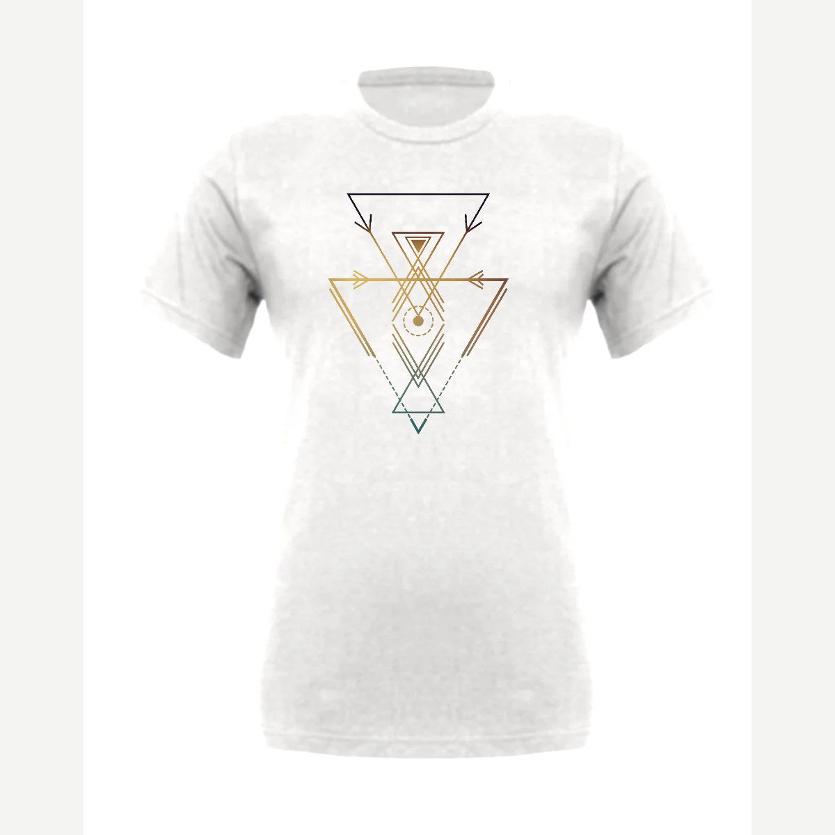 Geometric Arrows & Triangles — Premium Tee / White